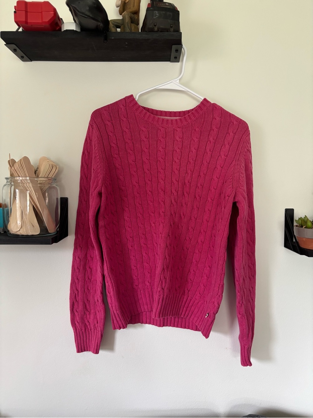 Tommy Hilfiger Pink Cable Knit Cotton Sweater L